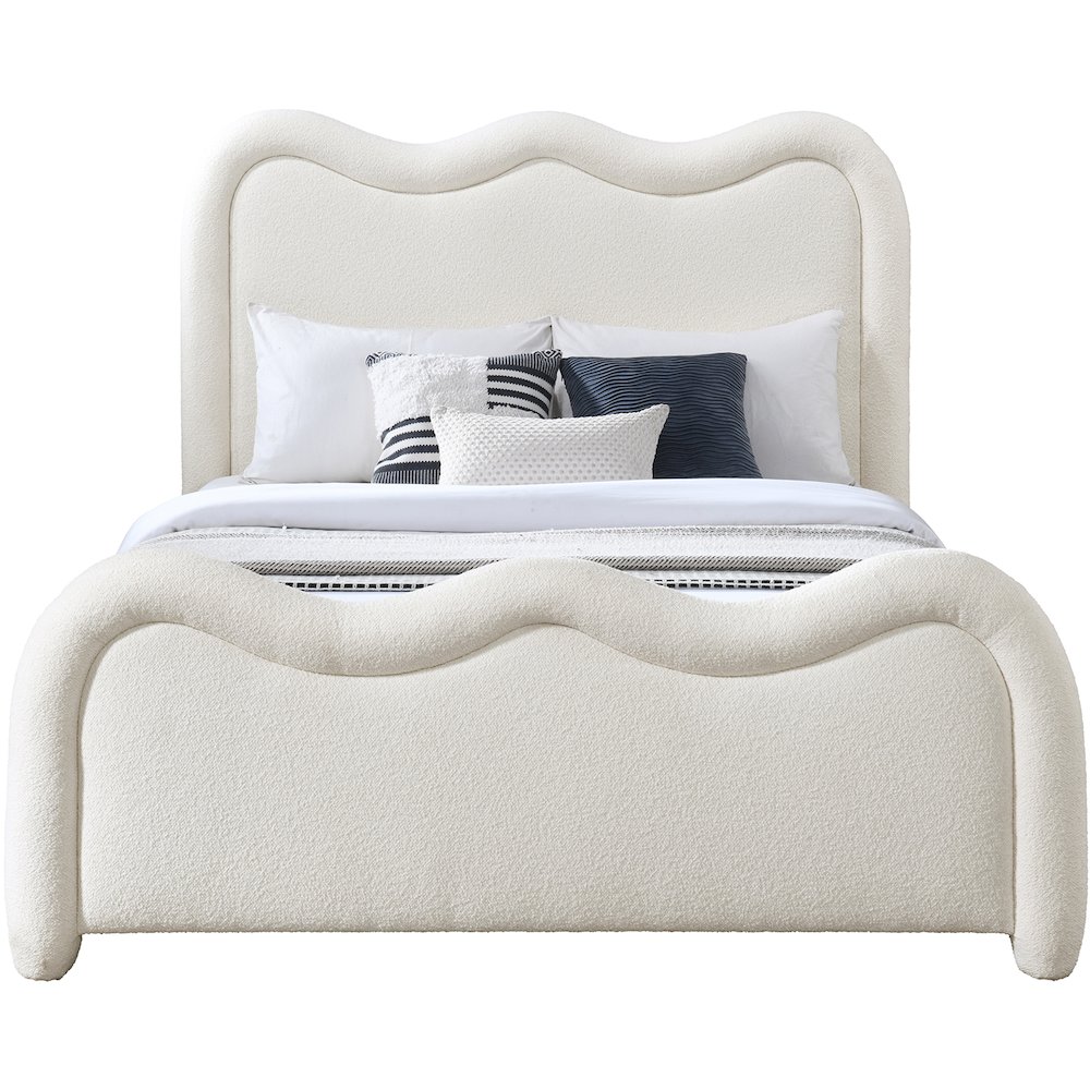 Gavin Cream Chenille Fabric Queen Bed. Picture 2