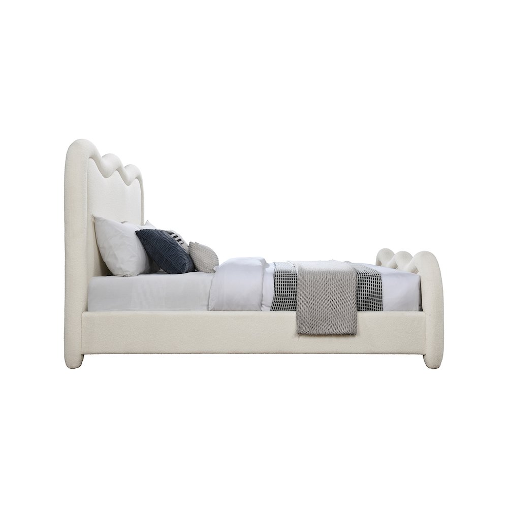 Gavin Cream Chenille Fabric Queen Bed. Picture 3