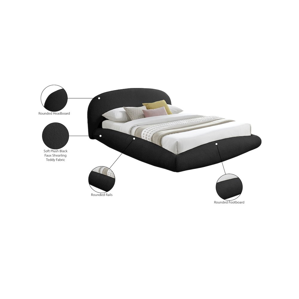Genesis Black Teddy Fabric Queen Bed. Picture 6