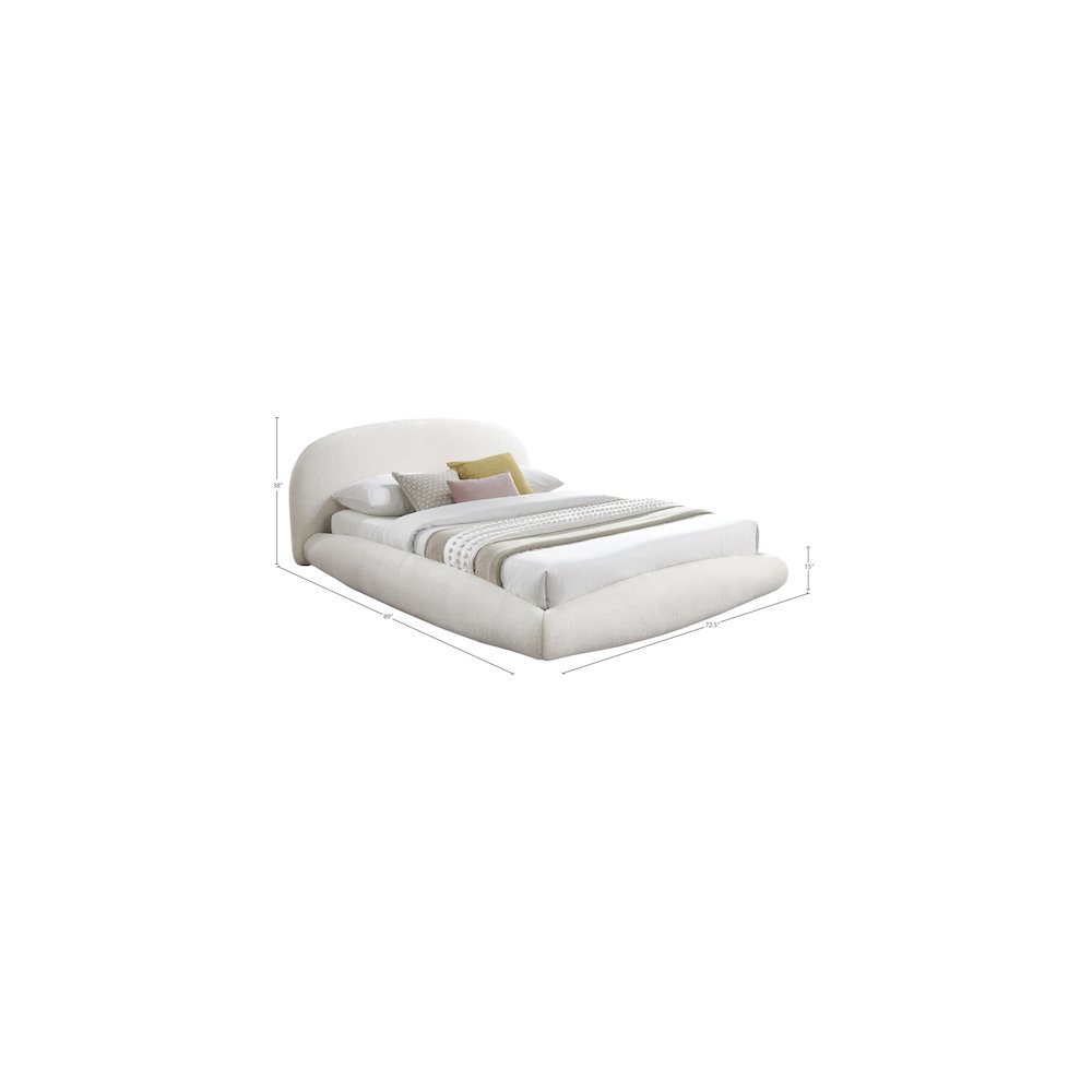 Genesis Cream Teddy Fabric Queen Bed. Picture 5