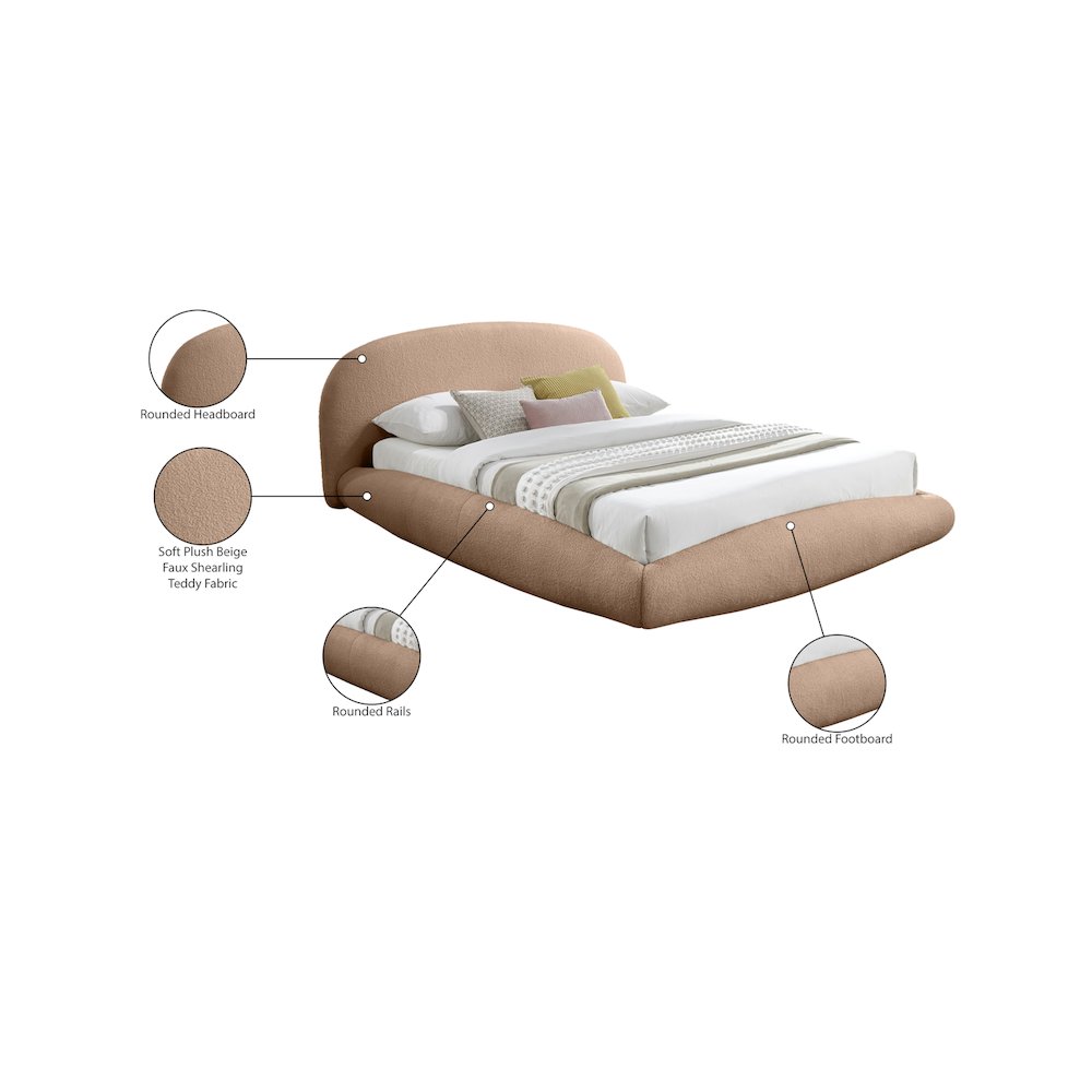 Genesis Beige Teddy Fabric King Bed. Picture 6