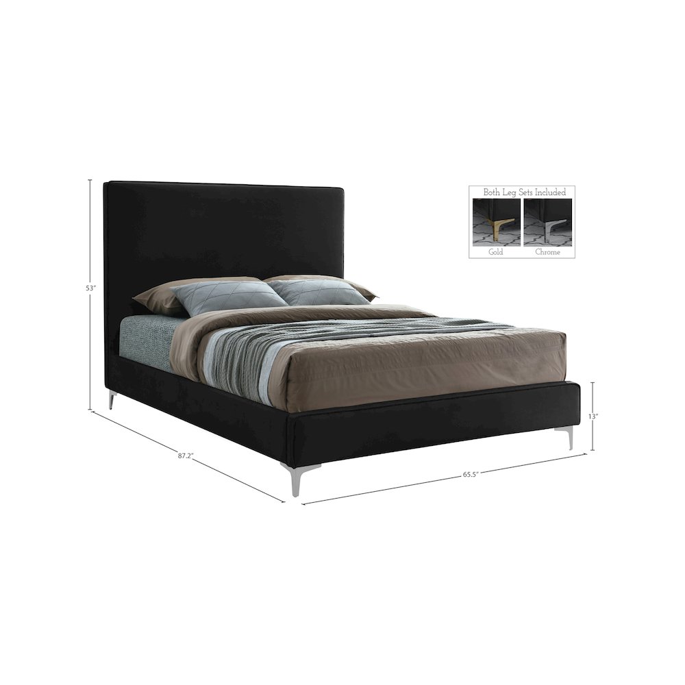 Geri Black Velvet Queen Bed. Picture 14