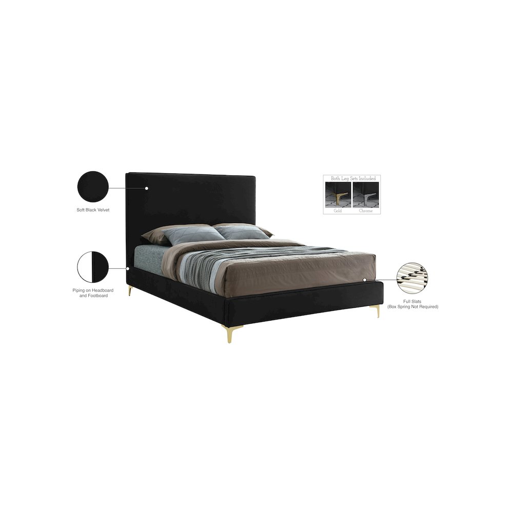 Geri Black Velvet Queen Bed. Picture 15