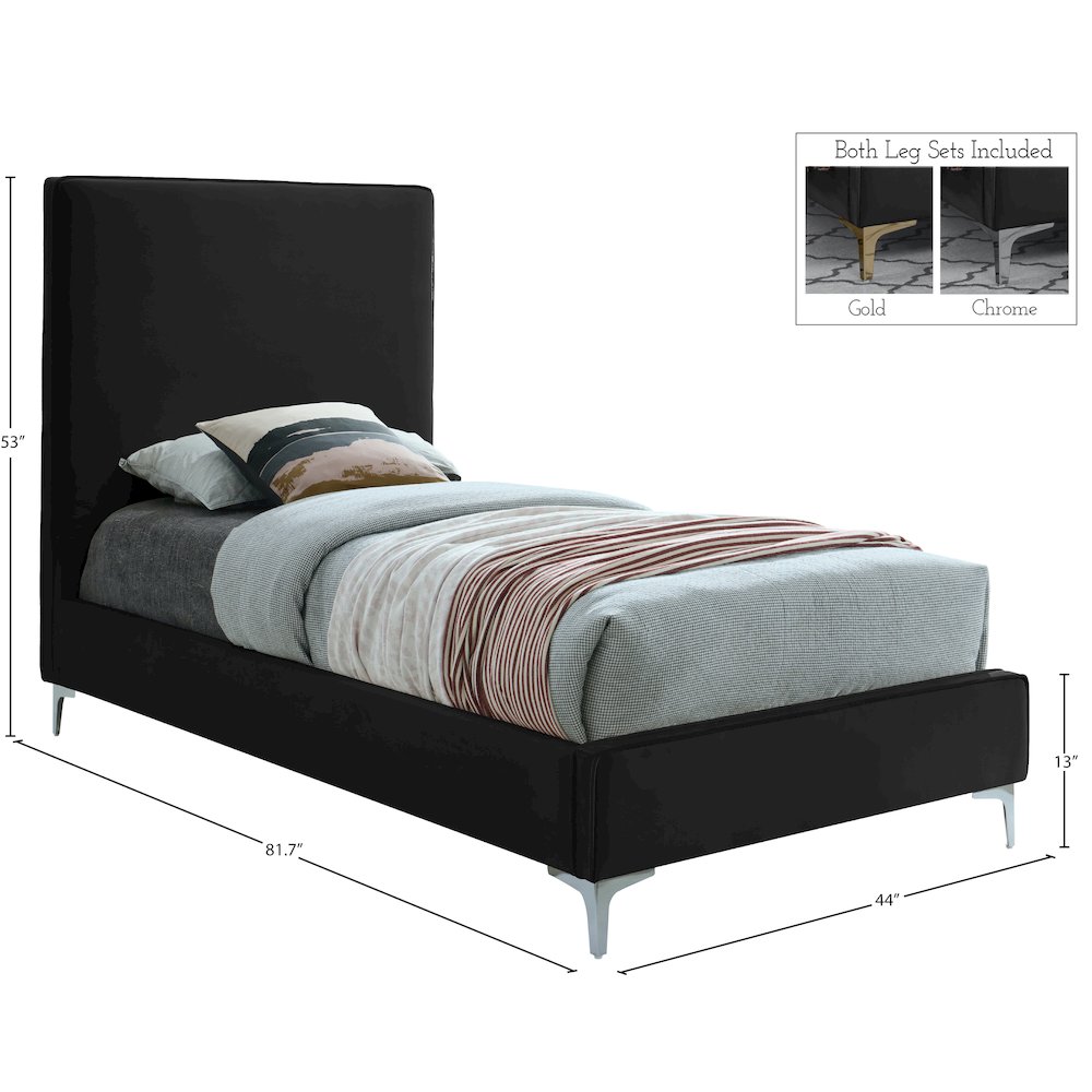 Geri Black Velvet Twin Bed. Picture 14