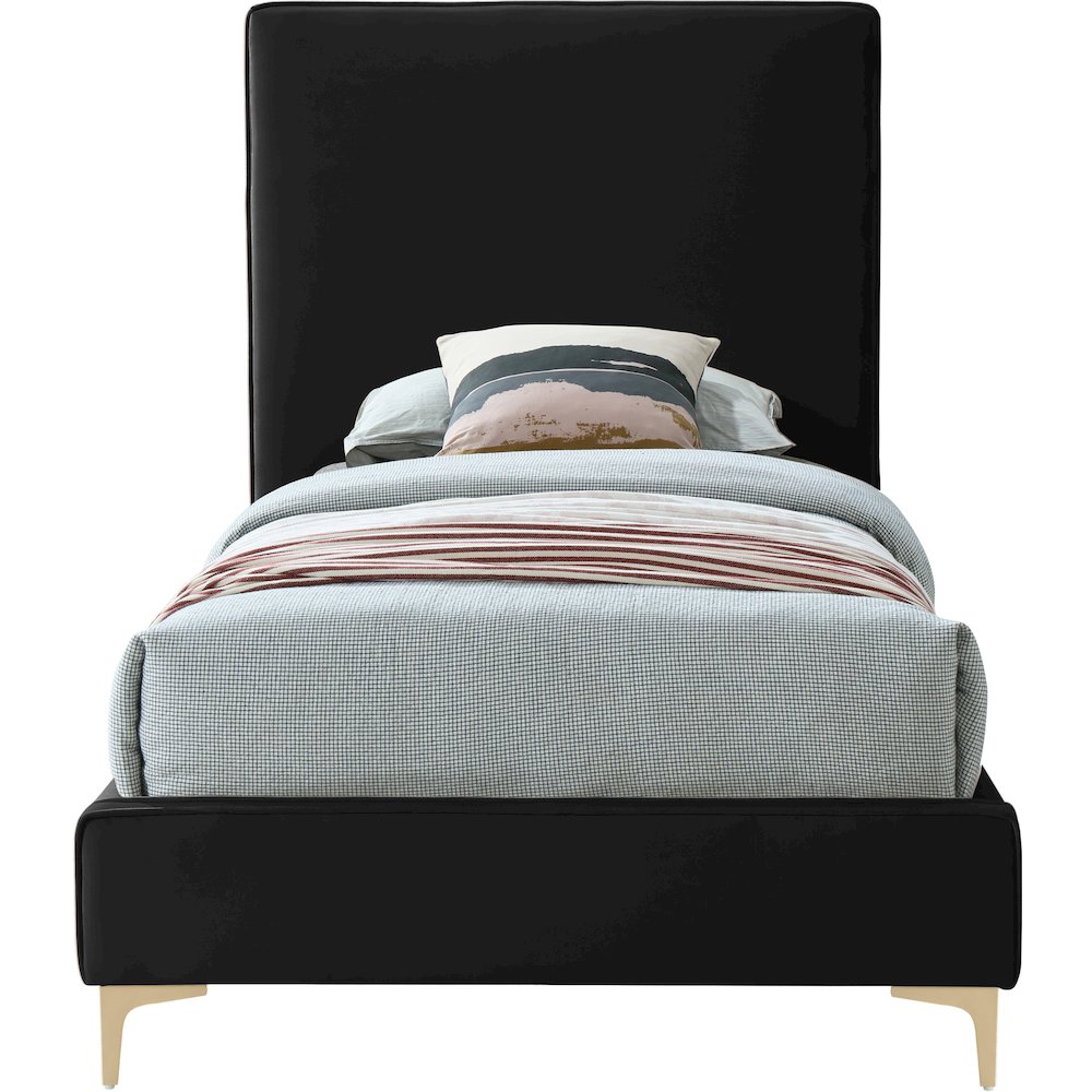Geri Black Velvet Twin Bed. Picture 4