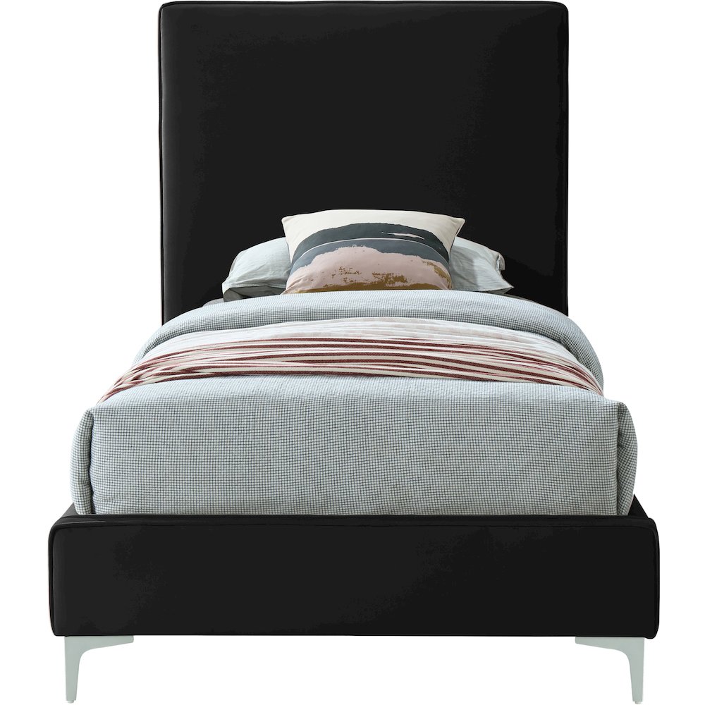 Geri Black Velvet Twin Bed. Picture 5
