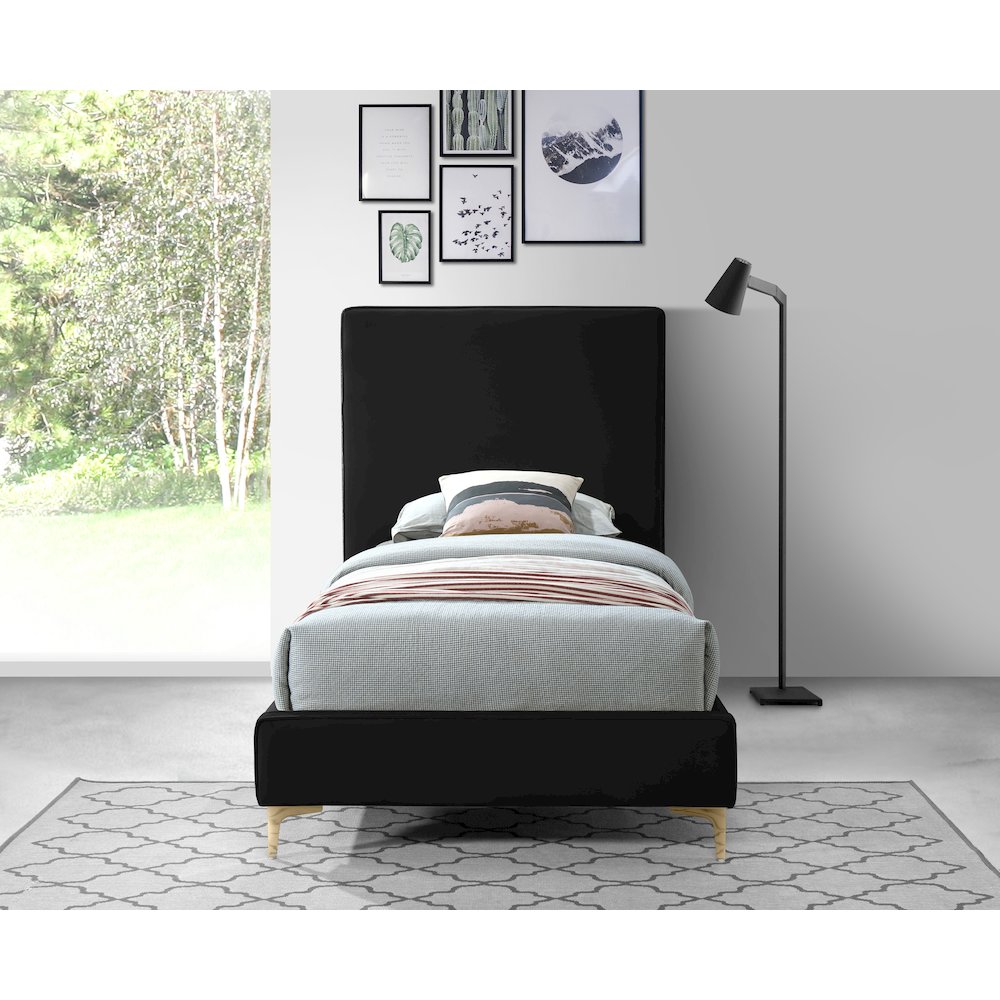 Geri Black Velvet Twin Bed. Picture 6