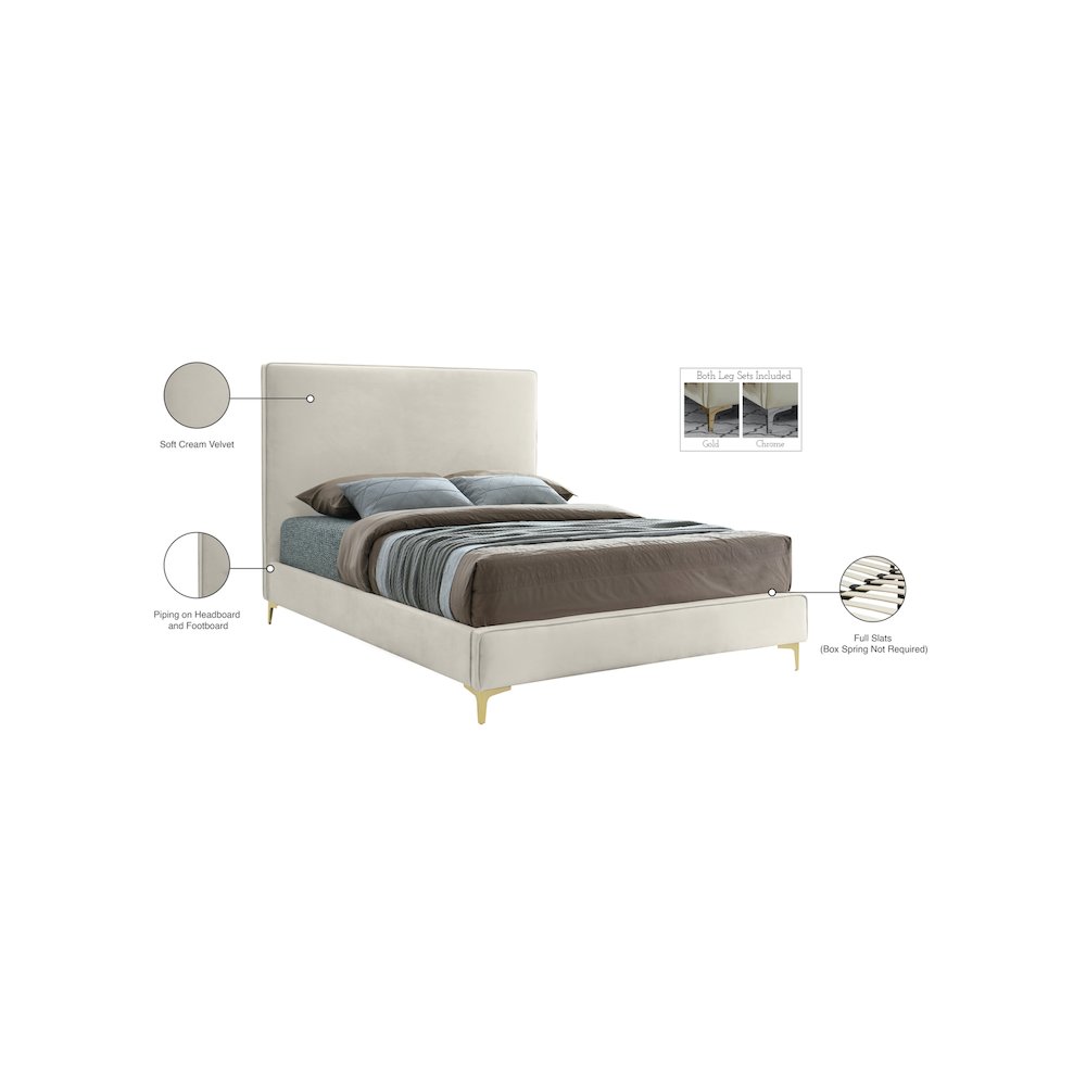 Geri Cream Velvet Full Bed. Picture 15