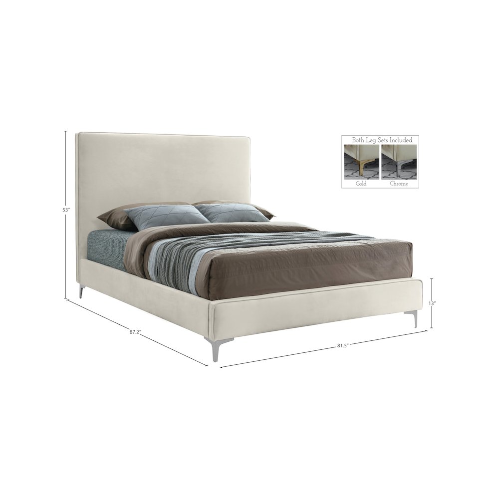 Geri Cream Velvet King Bed. Picture 13