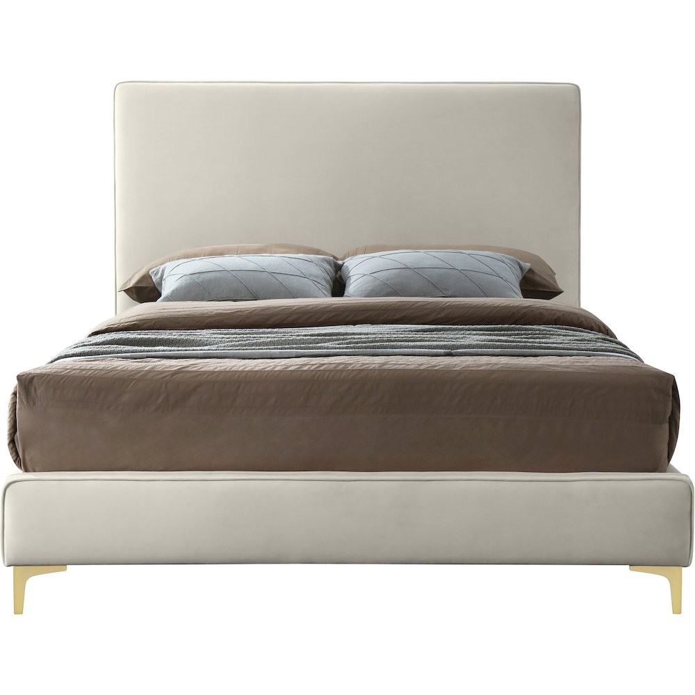 Geri Cream Velvet Queen Bed. Picture 4