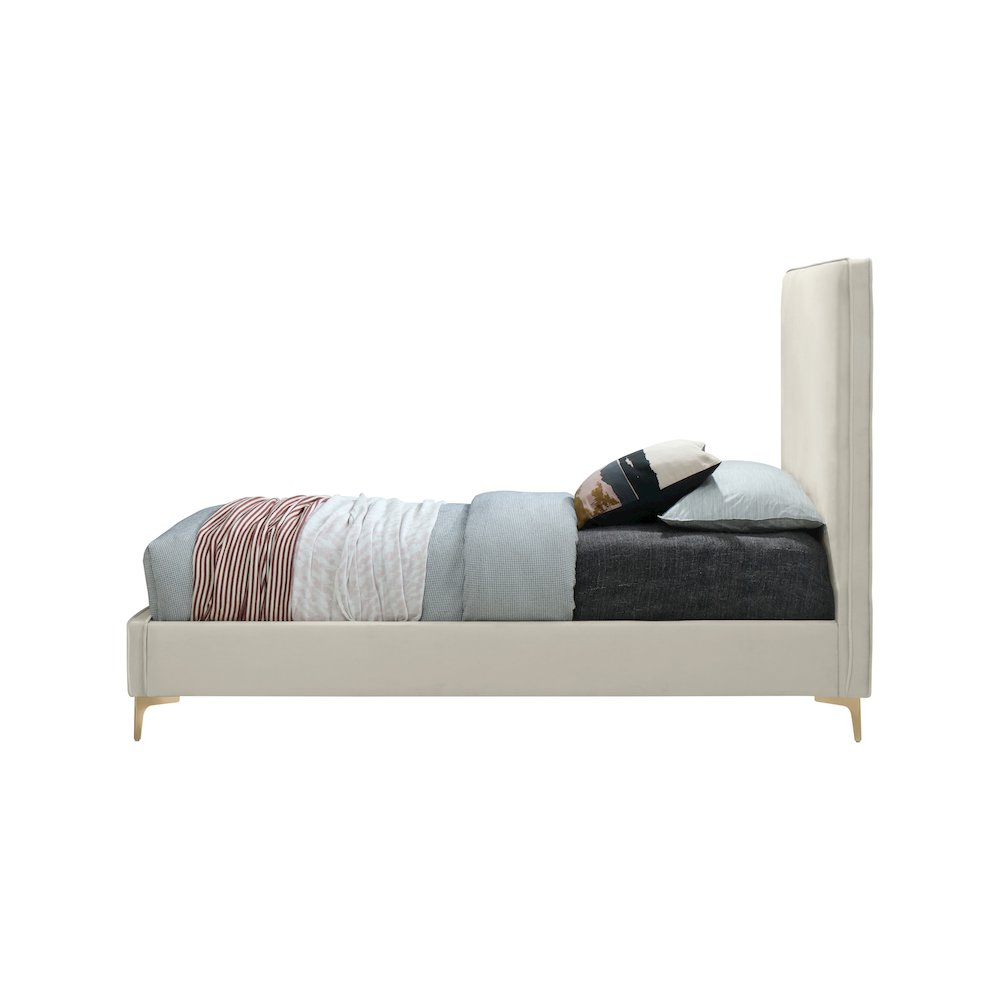 Geri Cream Velvet Queen Bed. Picture 8