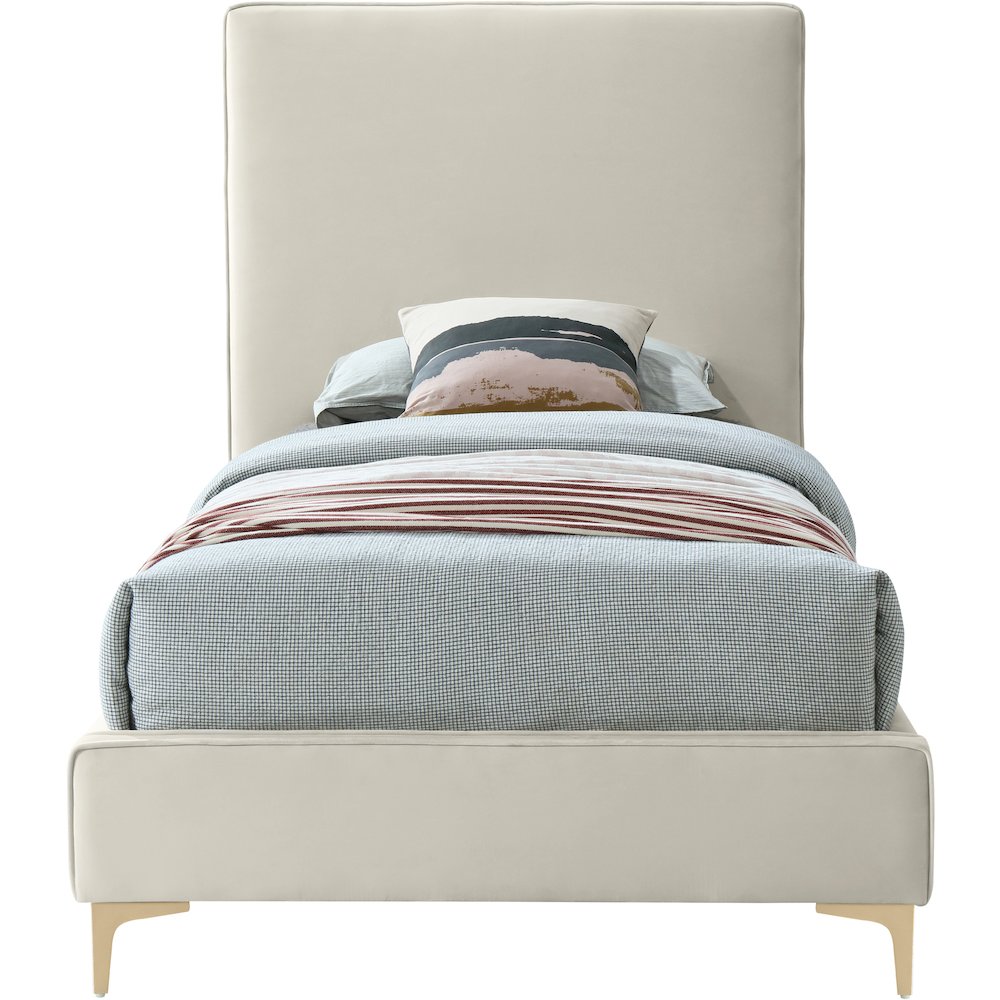 Geri Cream Velvet Twin Bed. Picture 4