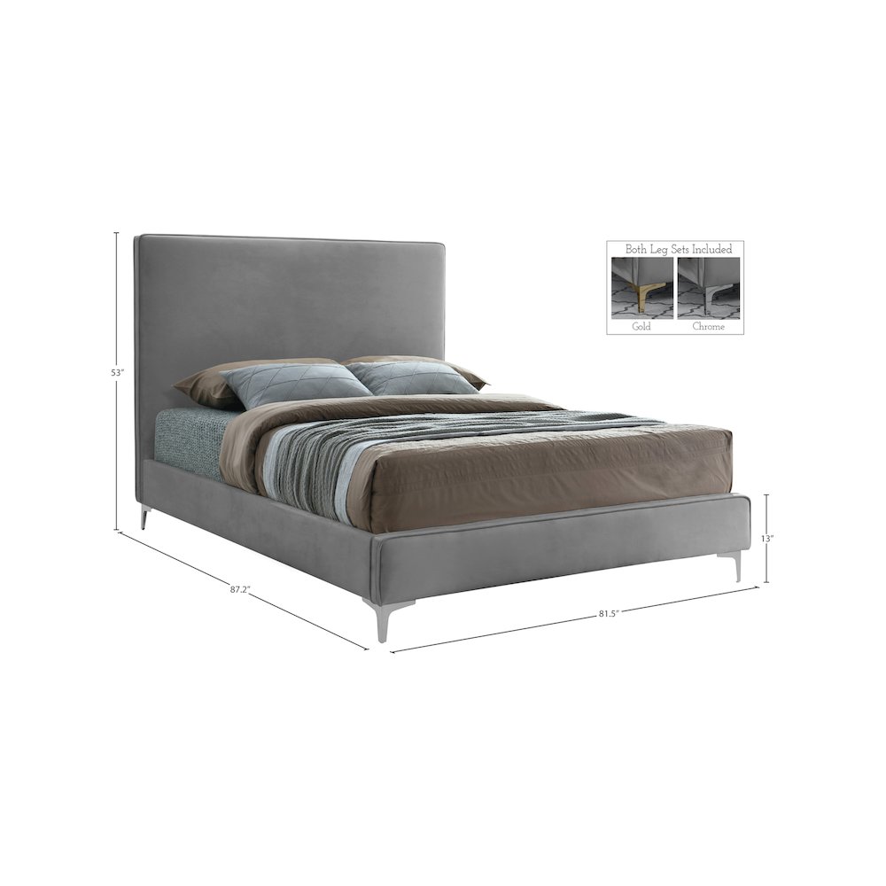 Geri Grey Velvet King Bed. Picture 14