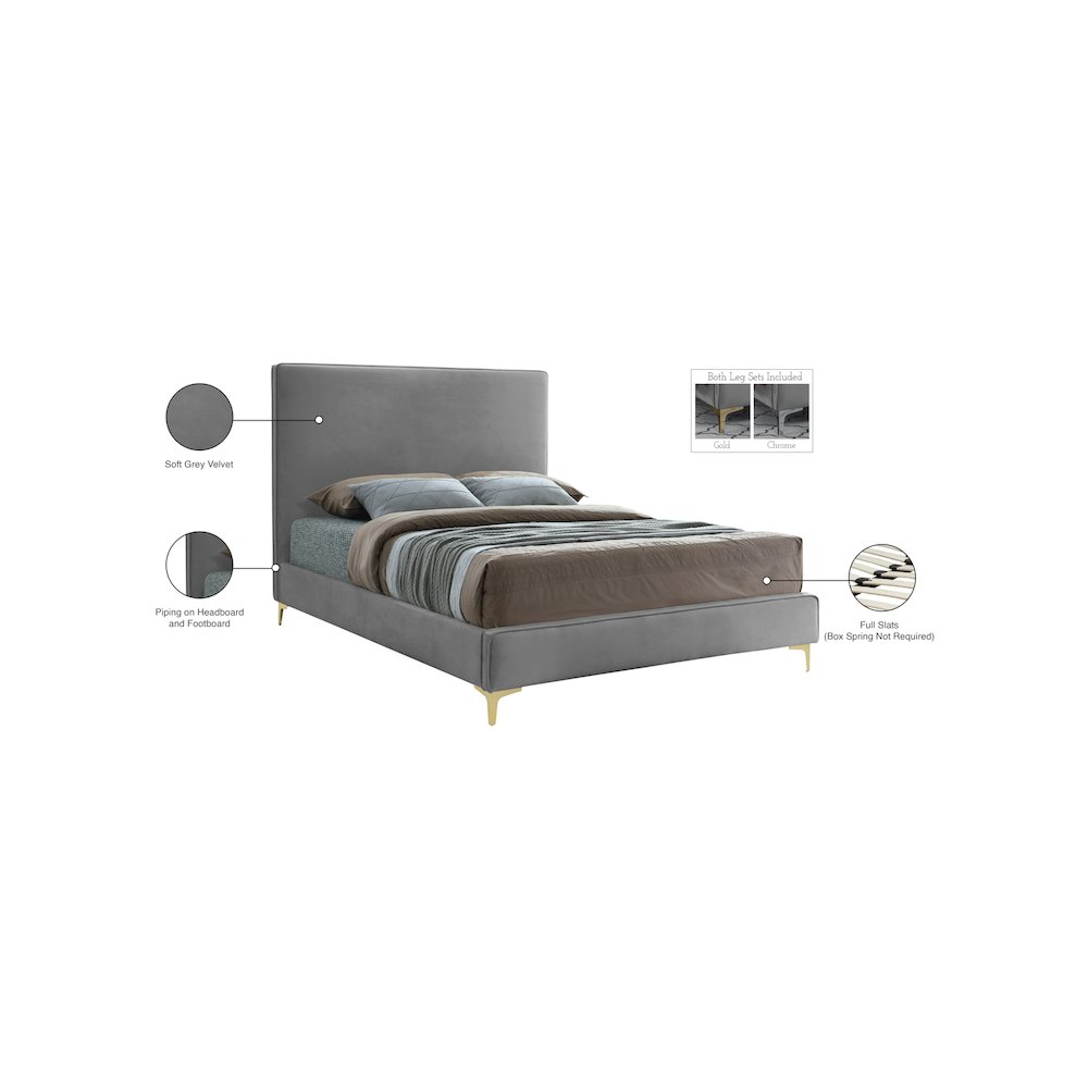 Geri Grey Velvet King Bed. Picture 15