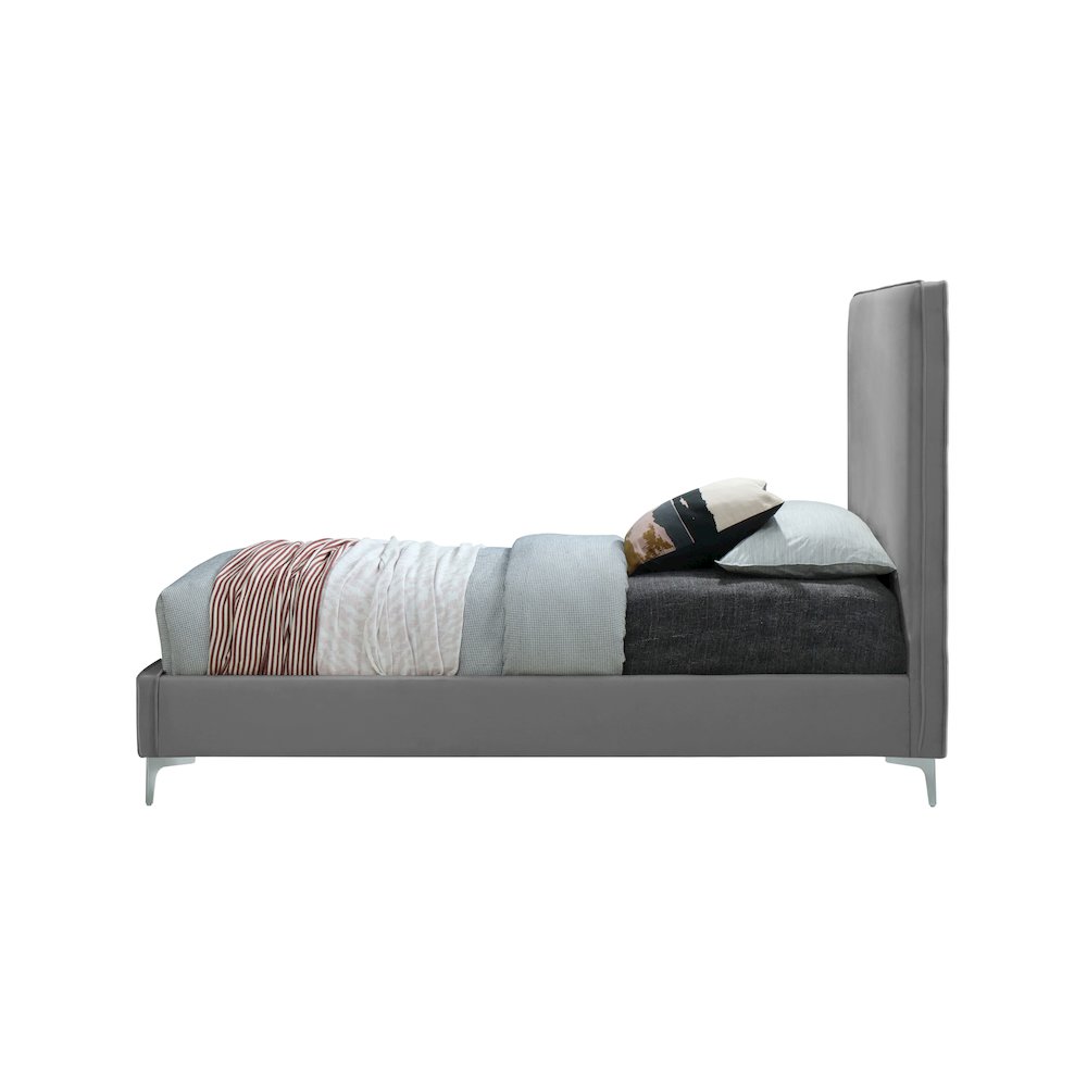 Geri Grey Velvet King Bed. Picture 9