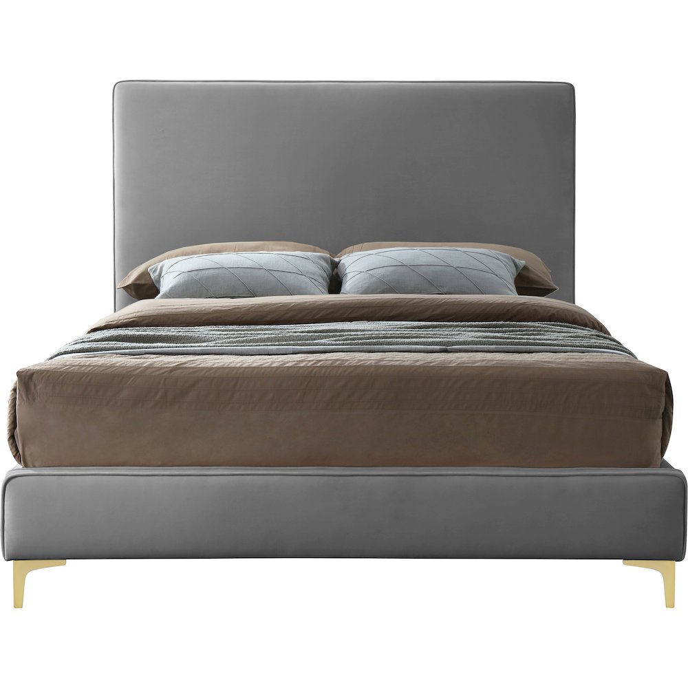 Geri Grey Velvet King Bed. Picture 4