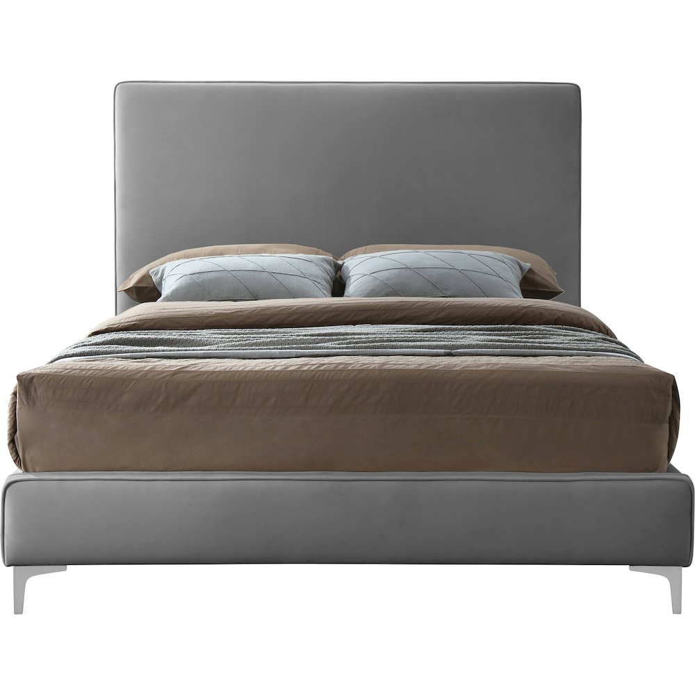 Geri Grey Velvet King Bed. Picture 5