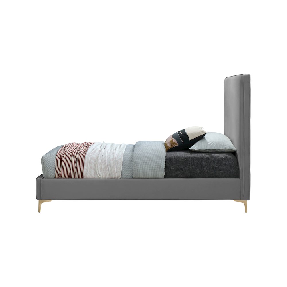 Geri Grey Velvet King Bed. Picture 8