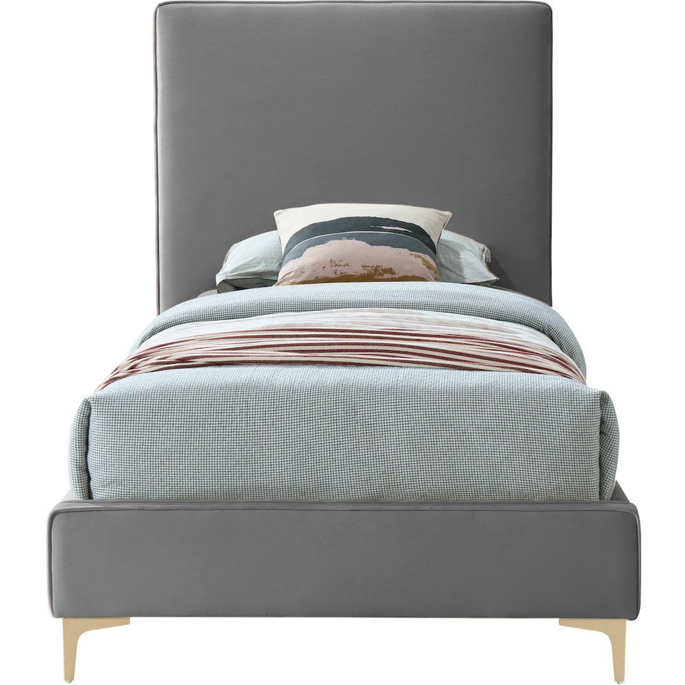 Geri Grey Velvet Twin Bed. Picture 4