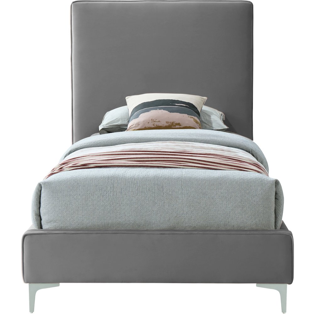 Geri Grey Velvet Twin Bed. Picture 5