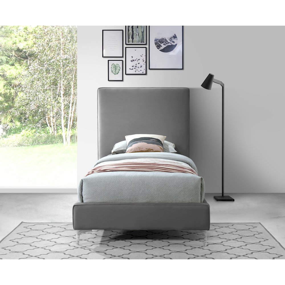 Geri Grey Velvet Twin Bed. Picture 7