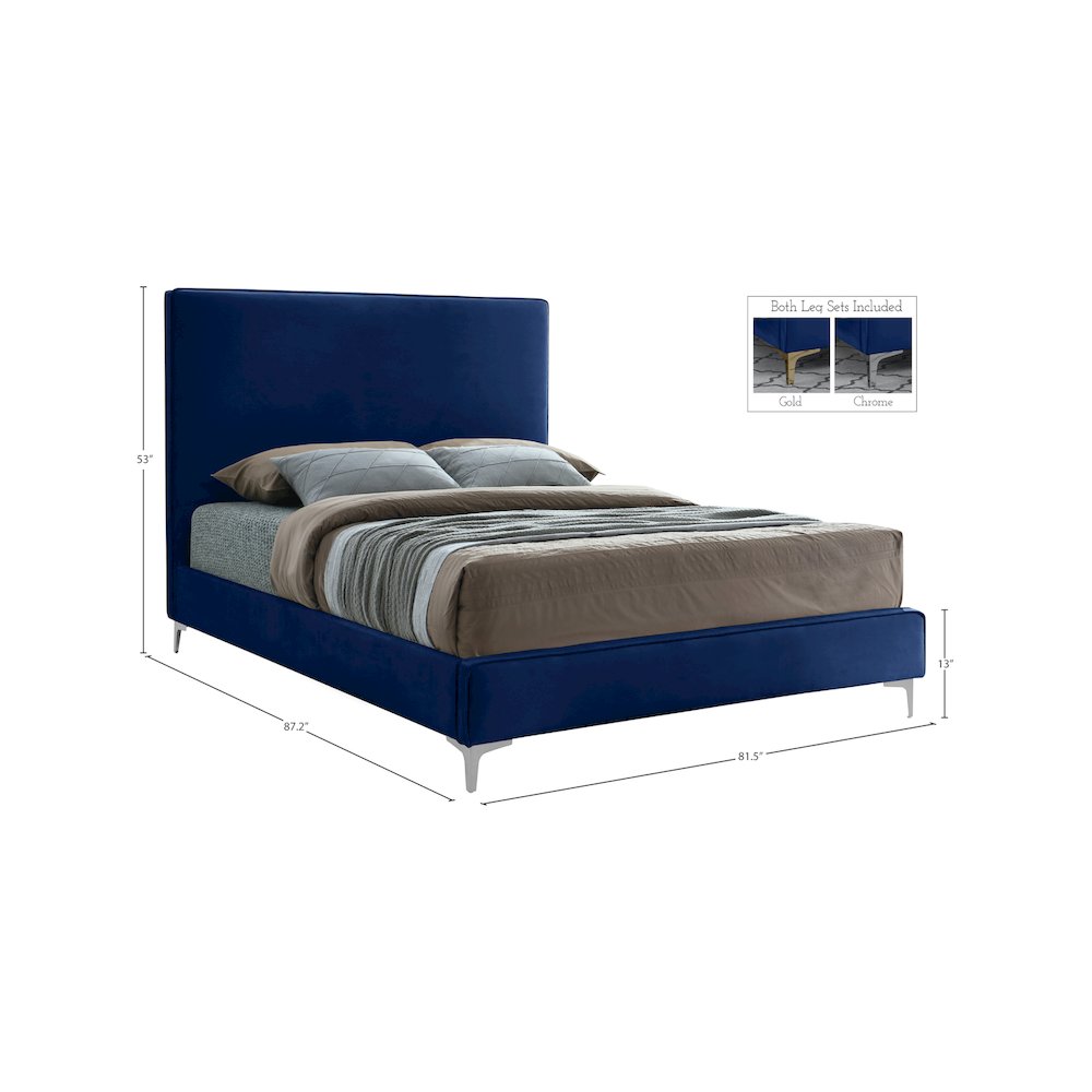Geri Navy Velvet King Bed. Picture 14