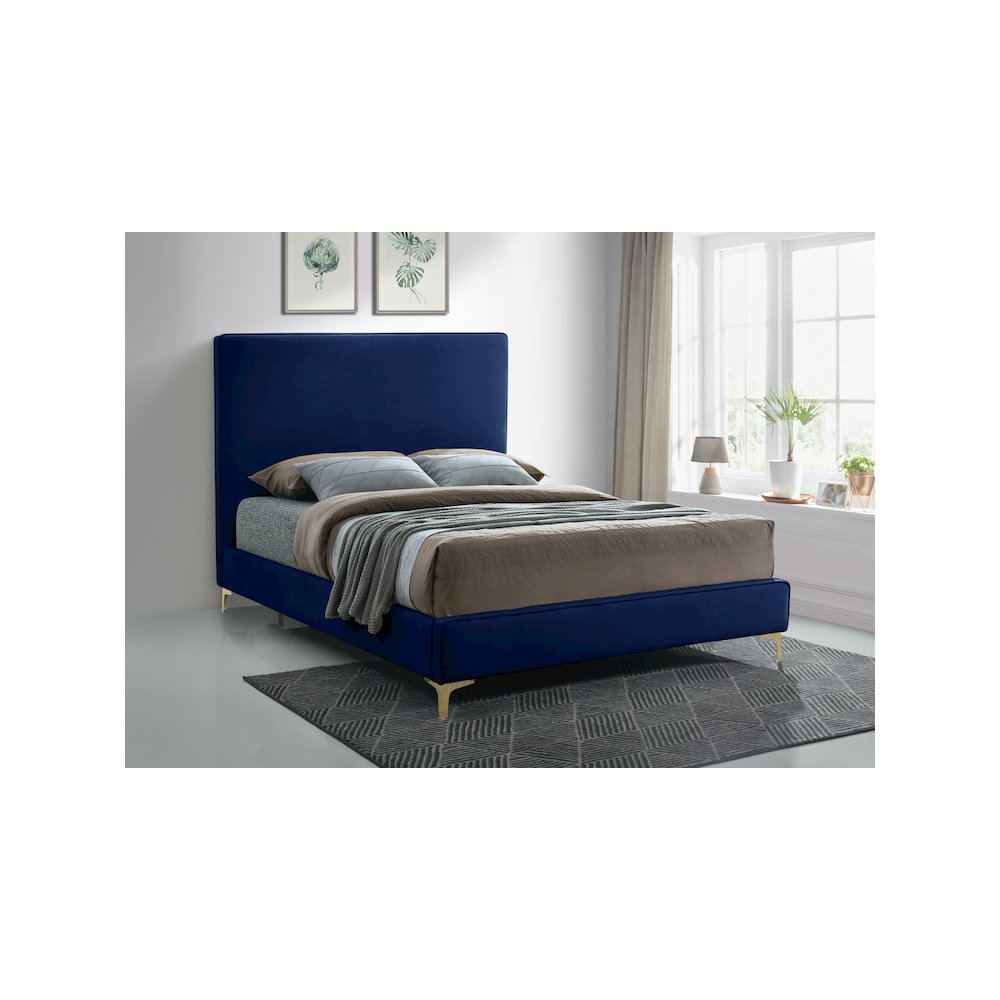 Geri Navy Velvet King Bed. Picture 2