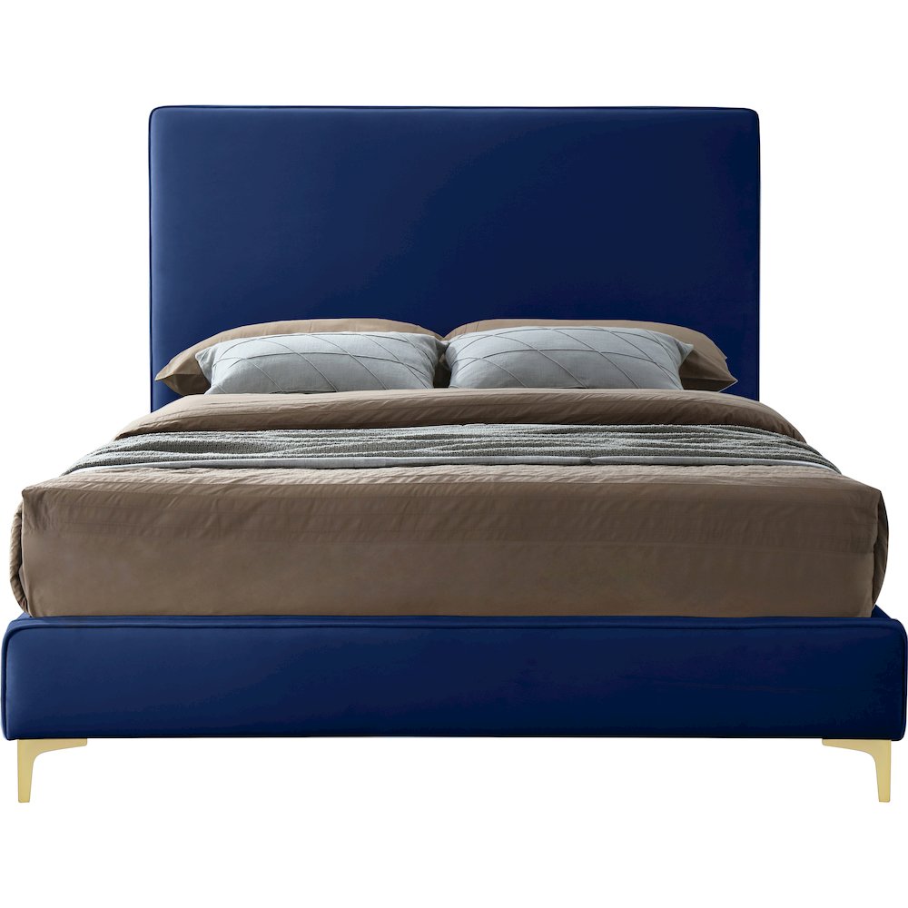 Geri Navy Velvet King Bed. Picture 4