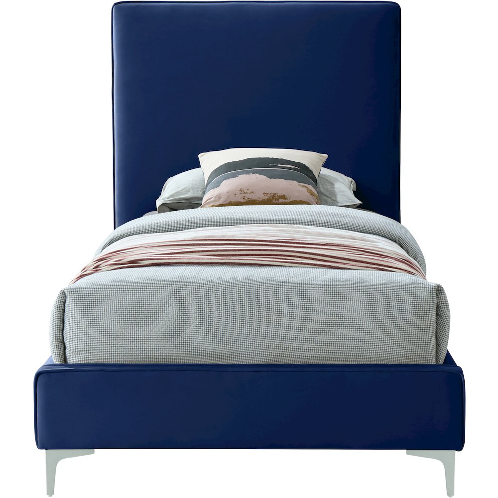 Geri Navy Velvet Twin Bed. Picture 5