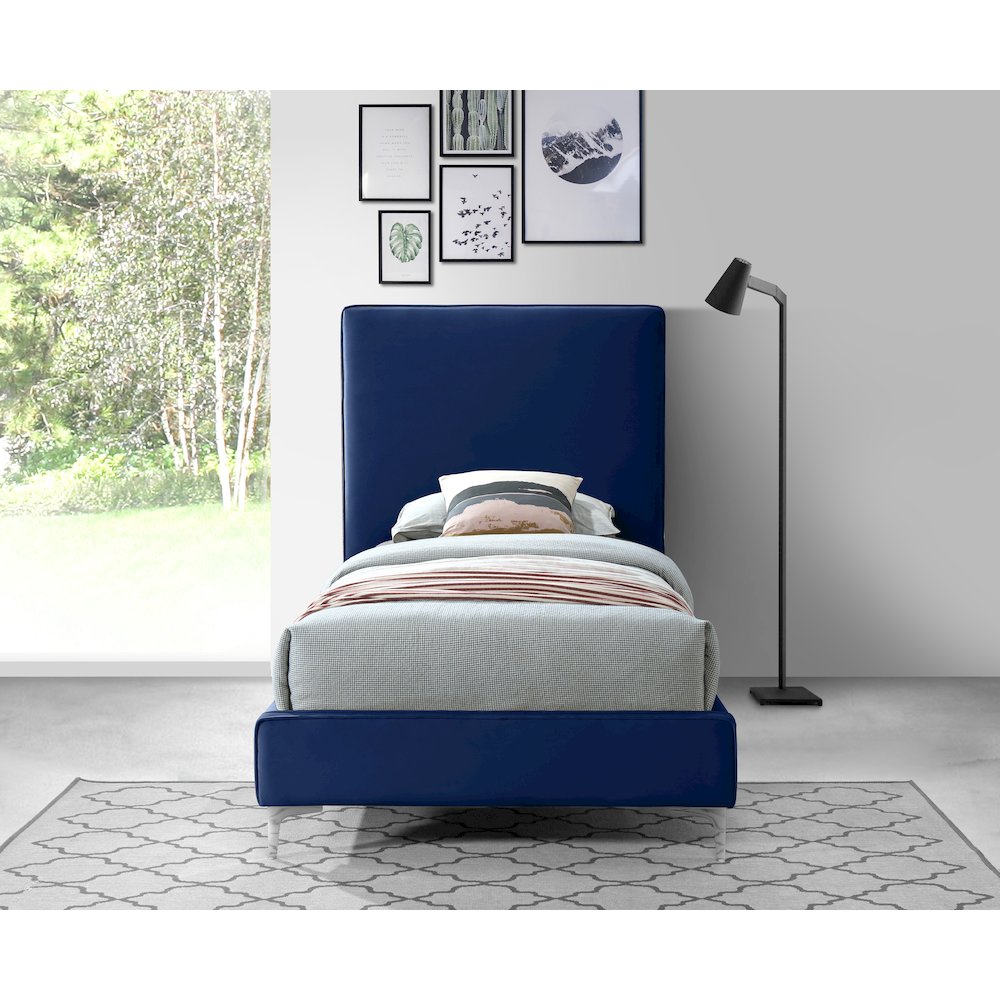 Geri Navy Velvet Twin Bed. Picture 7