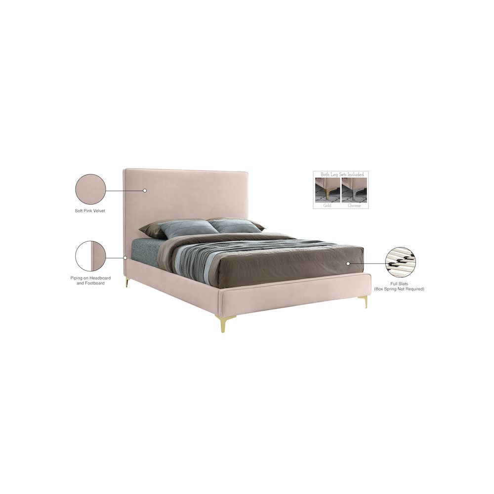 Geri Pink Velvet Full Bed. Picture 15