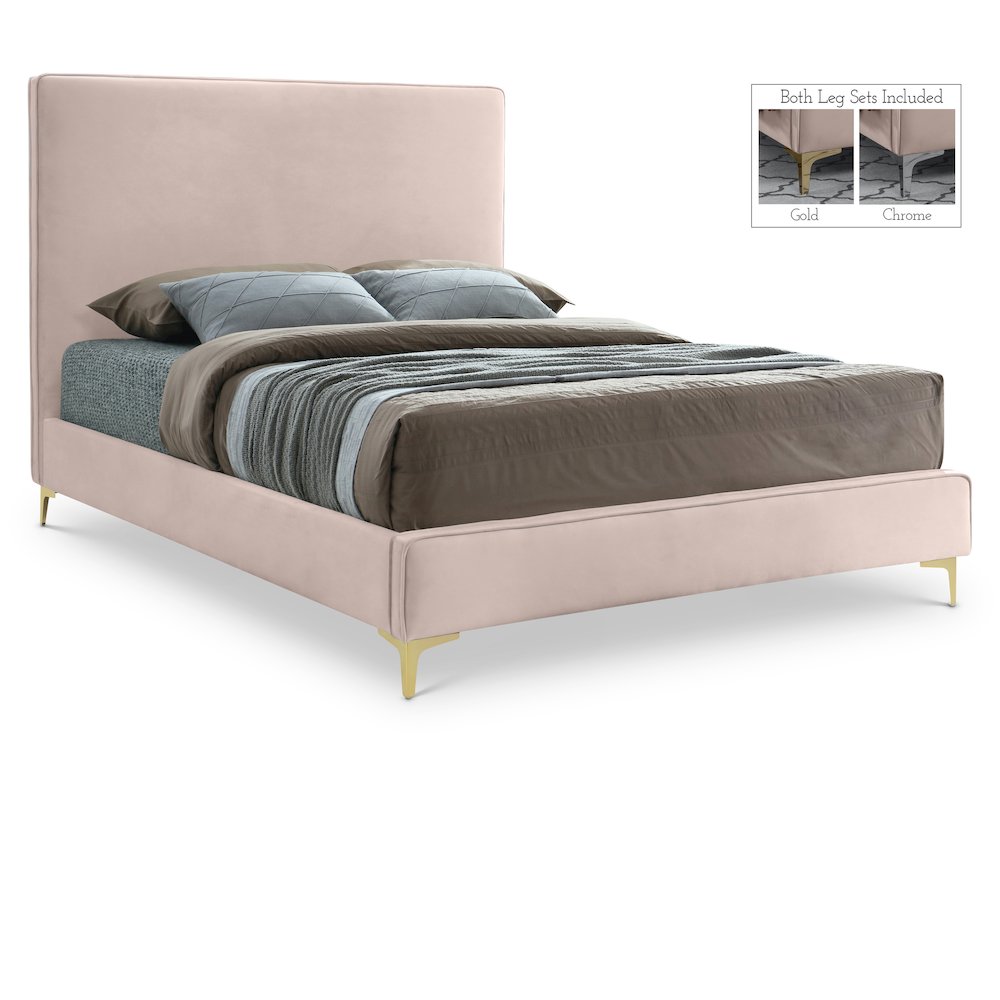 Geri Pink Velvet Full Bed. Picture 1