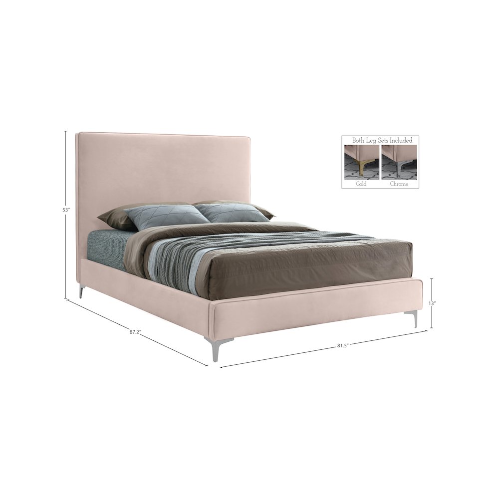 Geri Pink Velvet King Bed. Picture 14