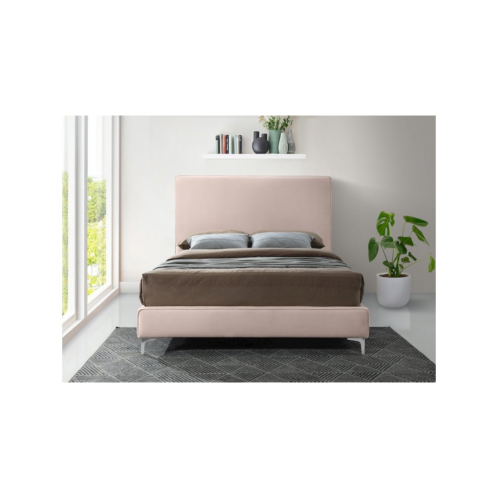 Geri Pink Velvet King Bed. Picture 7