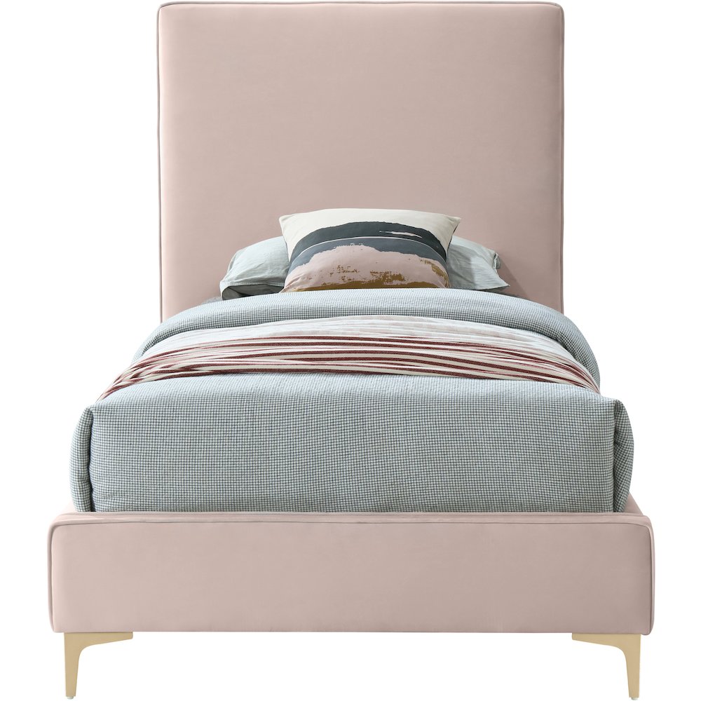 Geri Pink Velvet Twin Bed. Picture 4