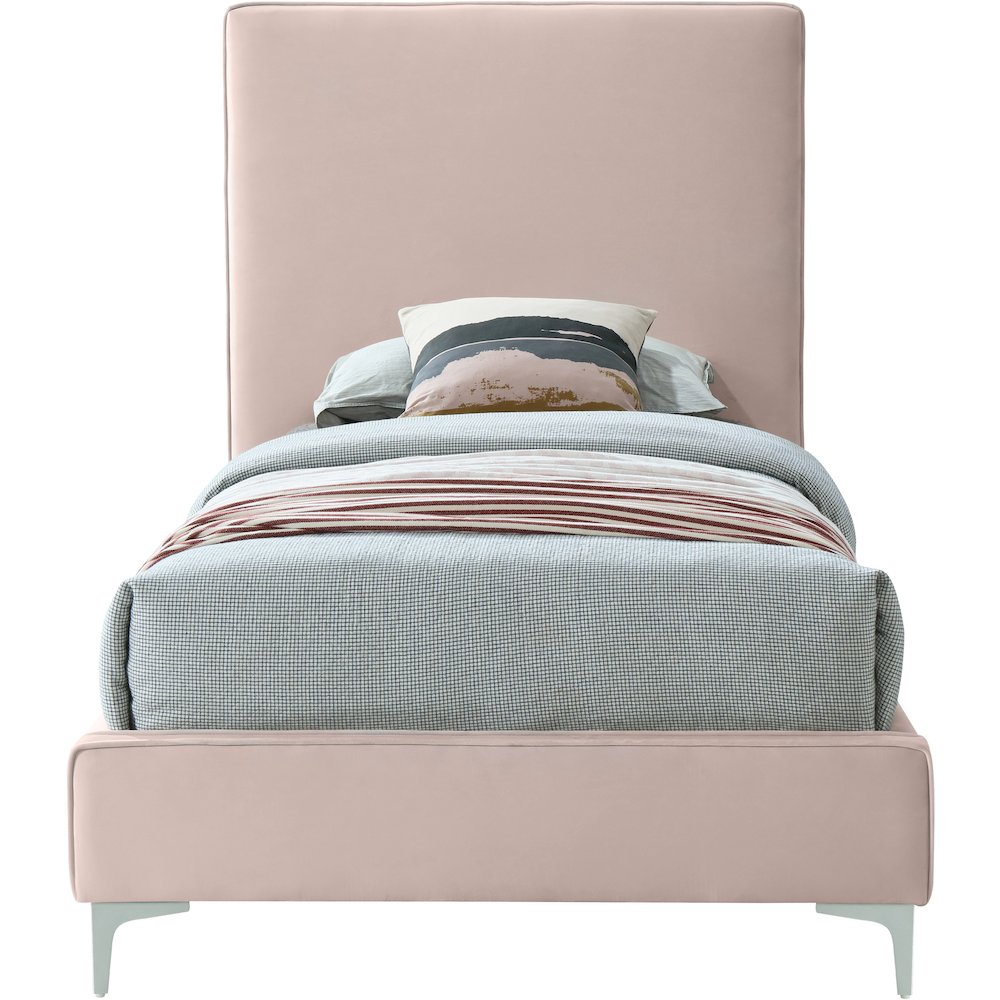 Geri Pink Velvet Twin Bed. Picture 5