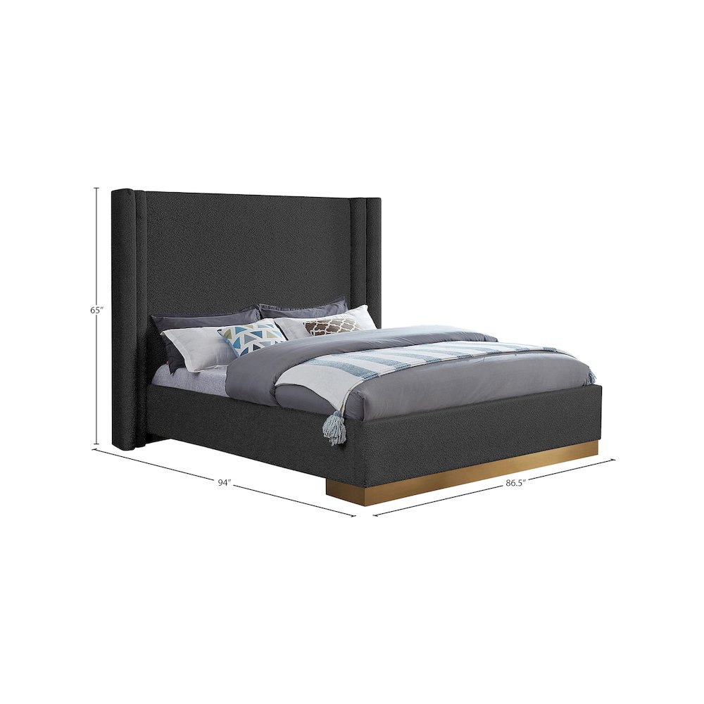 Halton Black Boucle Fabric King Bed. Picture 6