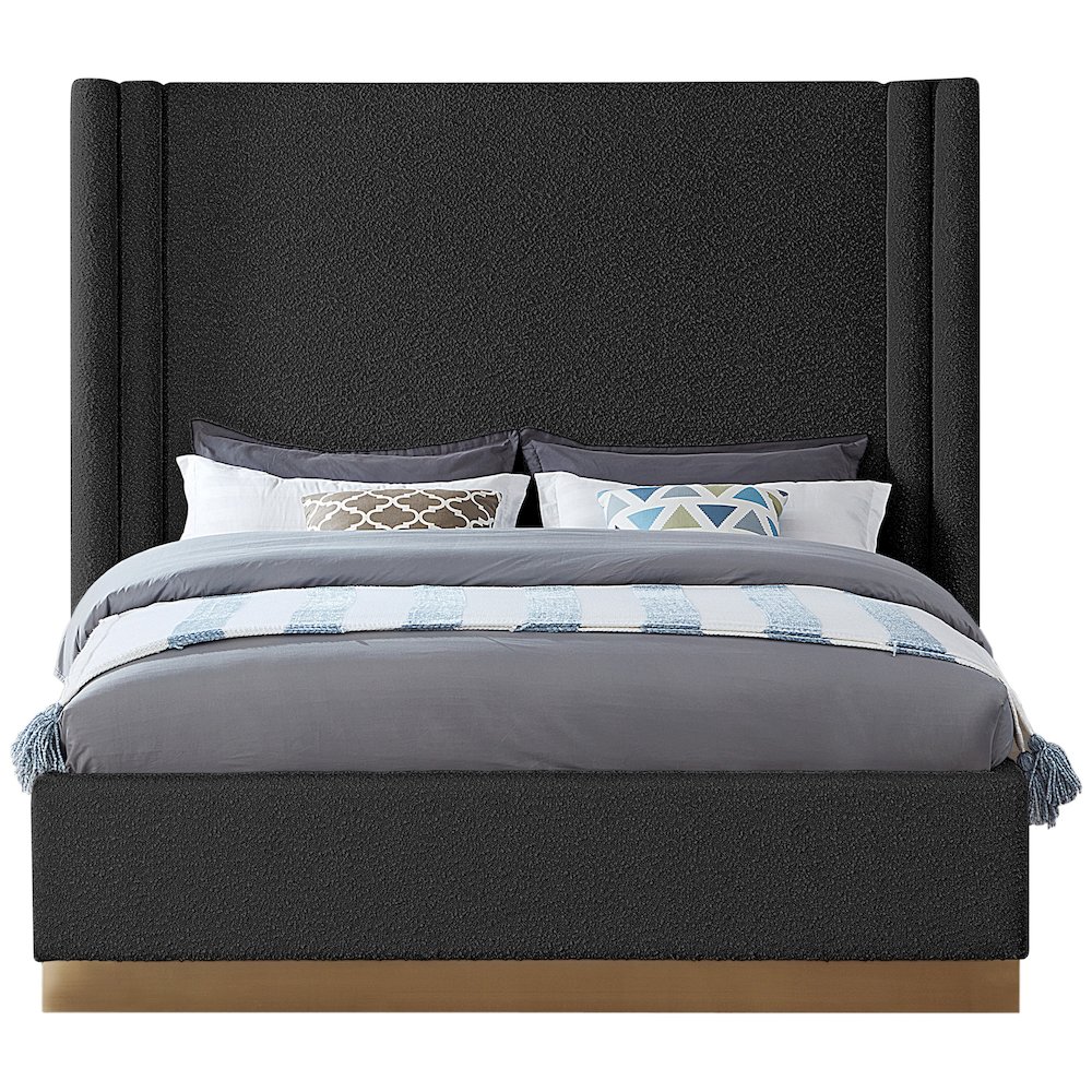 Halton Black Boucle Fabric King Bed. Picture 2