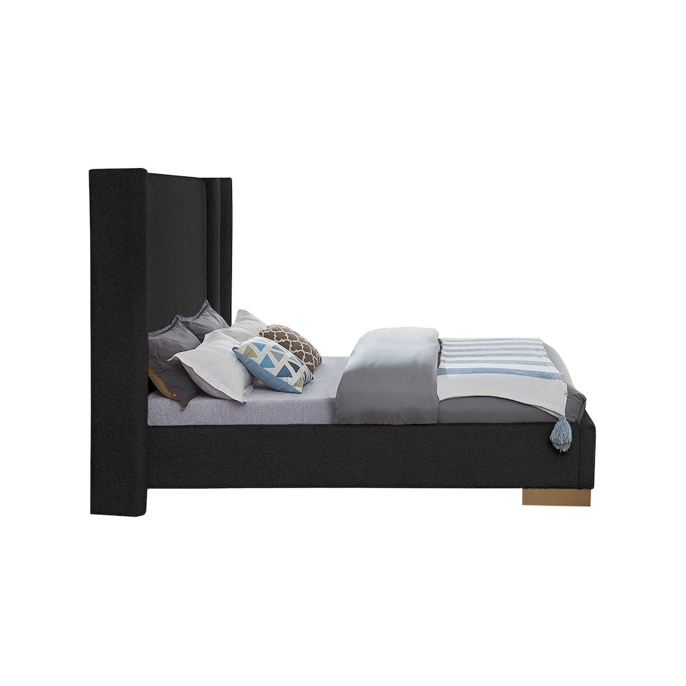 Halton Black Boucle Fabric King Bed. Picture 4