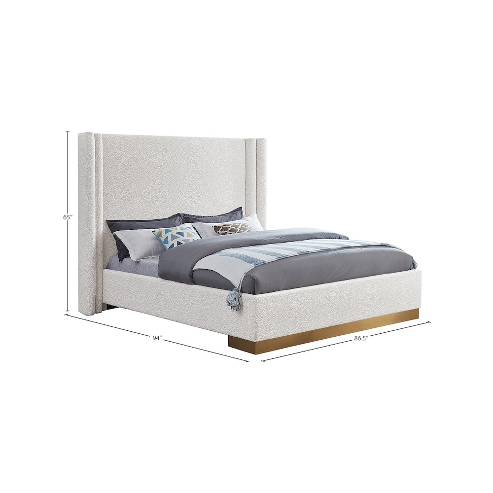 Halton Cream Boucle Fabric King Bed. Picture 6