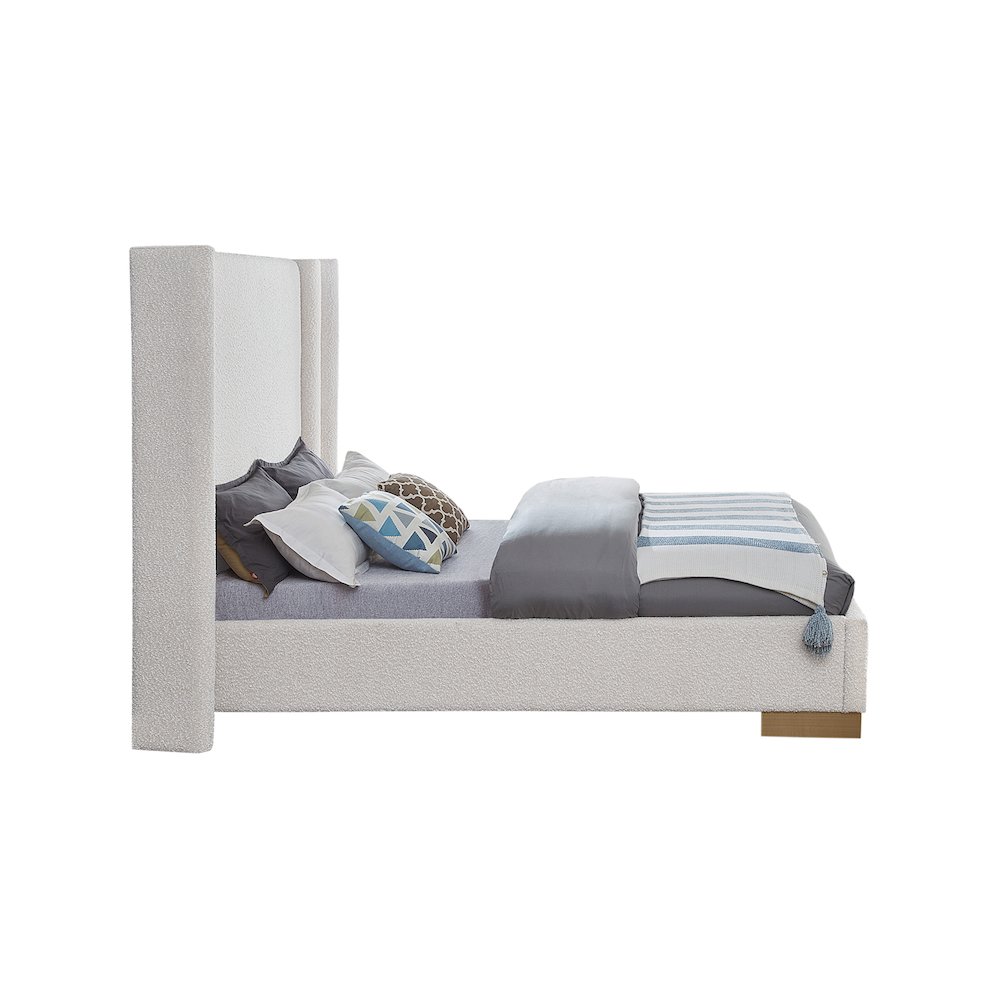 Halton Cream Boucle Fabric King Bed. Picture 4