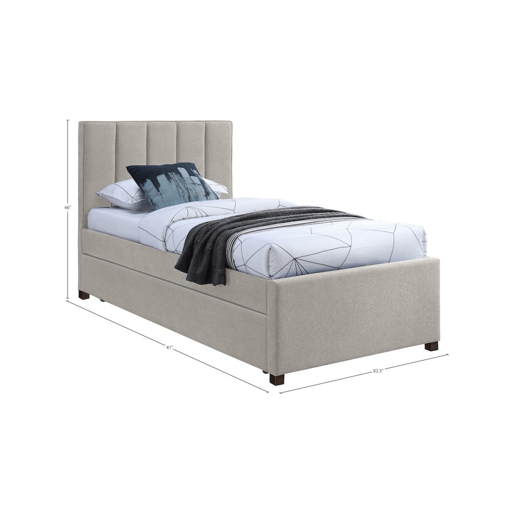 Harper Beige Linen Textured Fabric Twin Trundle Bed. Picture 8