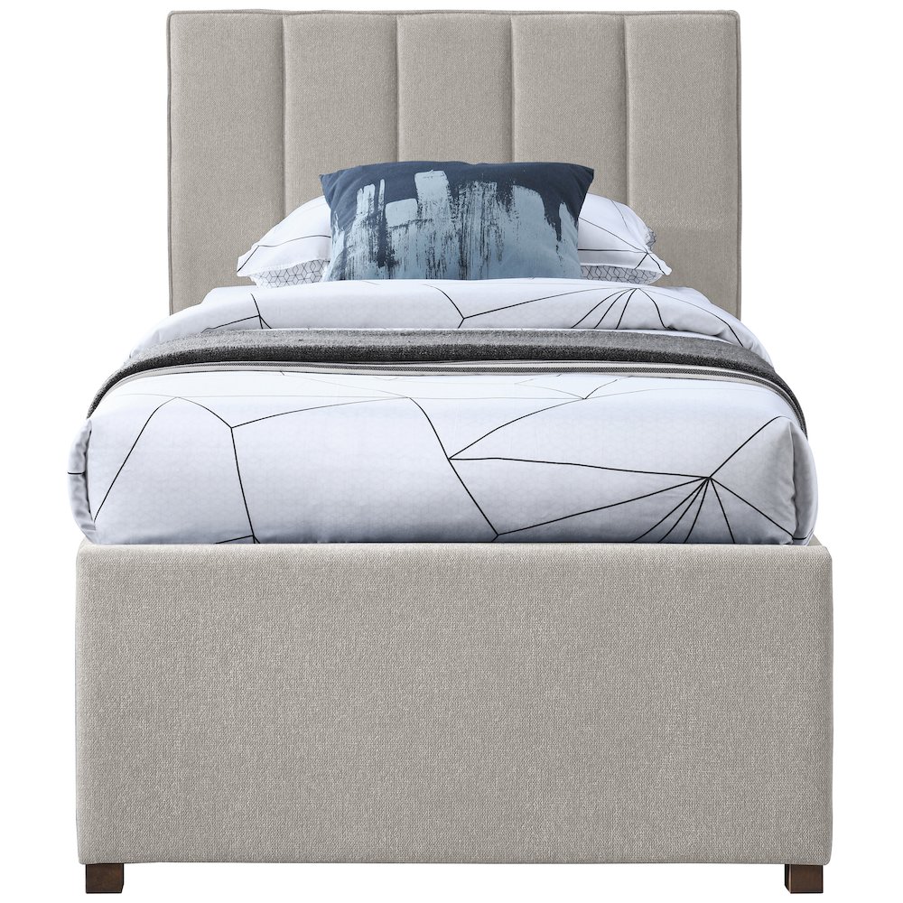 Harper Beige Linen Textured Fabric Twin Trundle Bed. Picture 3
