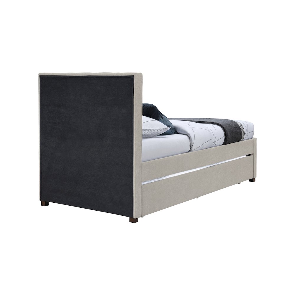 Harper Beige Linen Textured Fabric Twin Trundle Bed. Picture 5