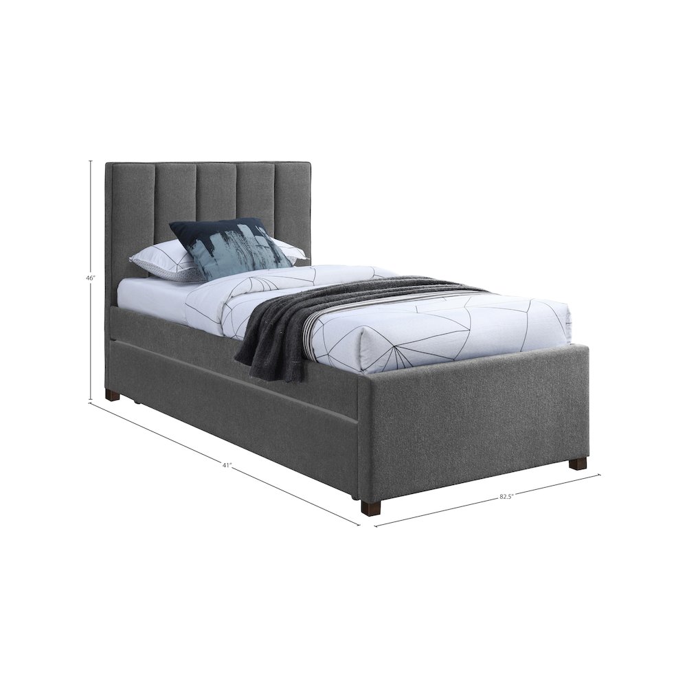 Harper Grey Linen Textured Fabric Twin Trundle Bed. Picture 8