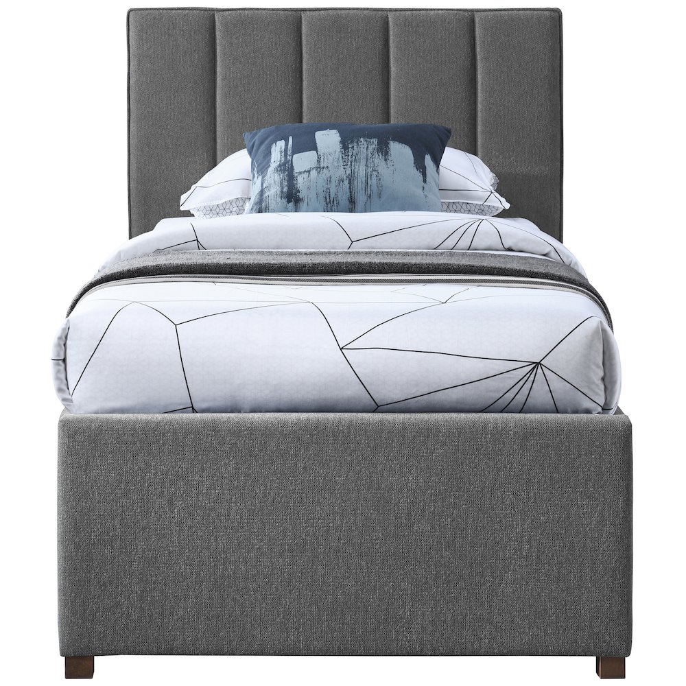 Harper Grey Linen Textured Fabric Twin Trundle Bed. Picture 3