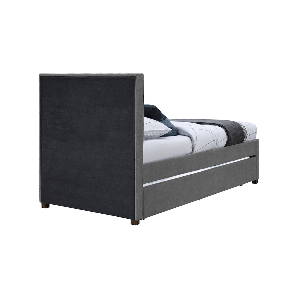 Harper Grey Linen Textured Fabric Twin Trundle Bed. Picture 5