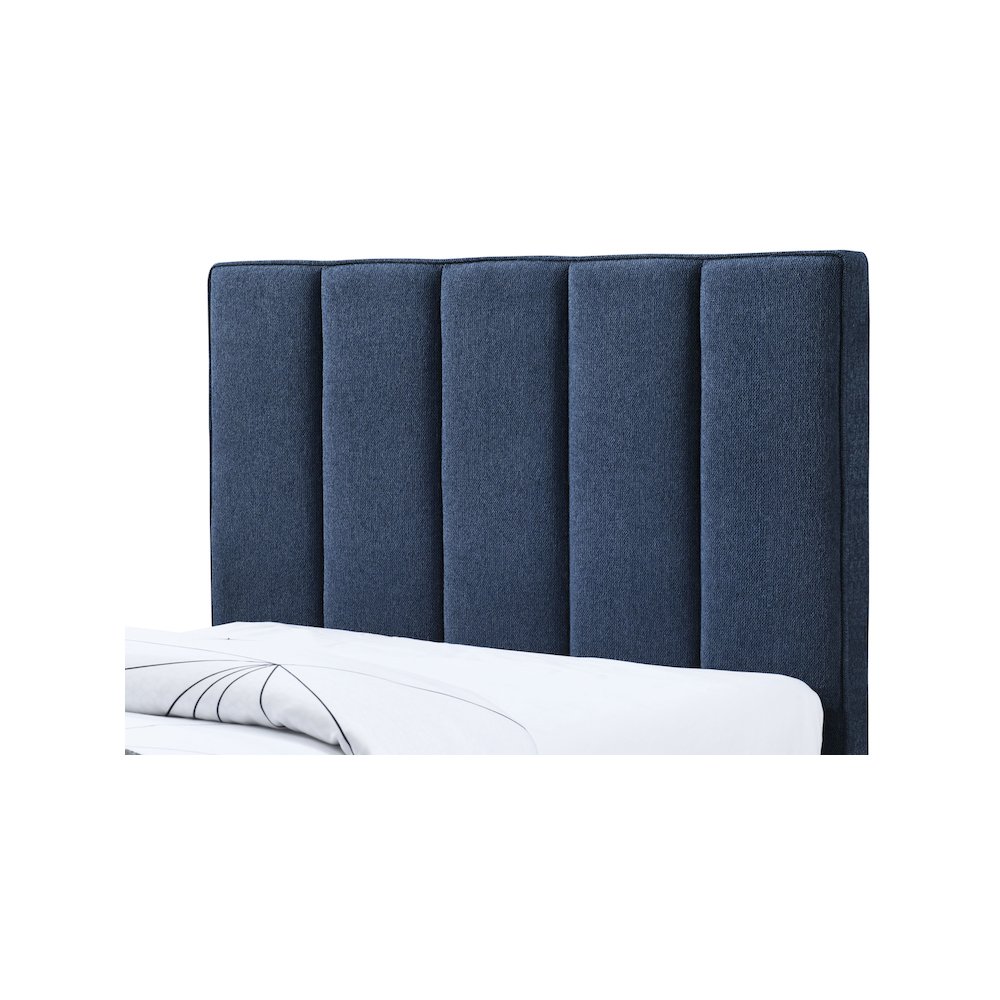Harper Navy Linen Textured Fabric Twin Trundle Bed. Picture 6