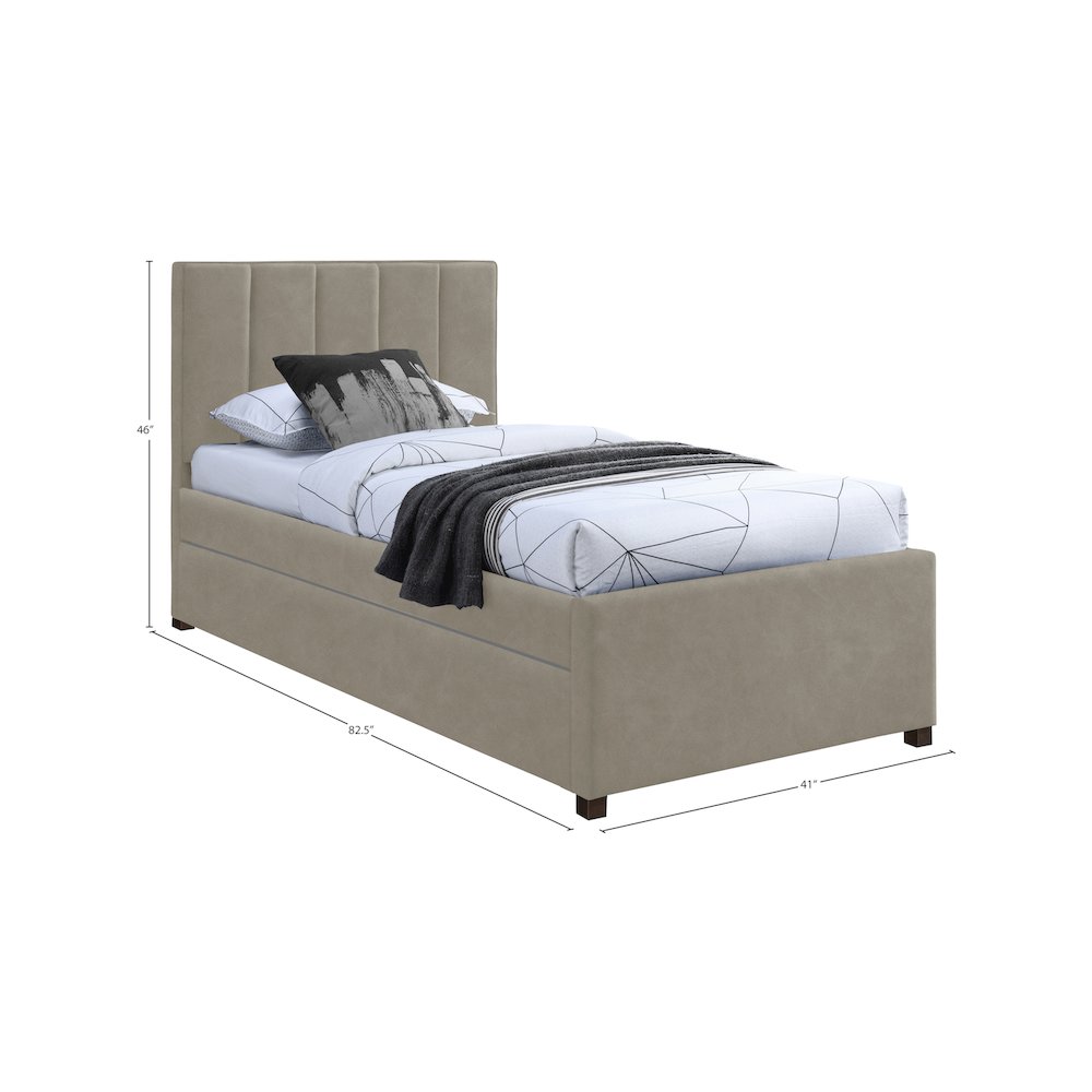 Hudson Beige Vegan Leather Twin Trundle Bed. Picture 8