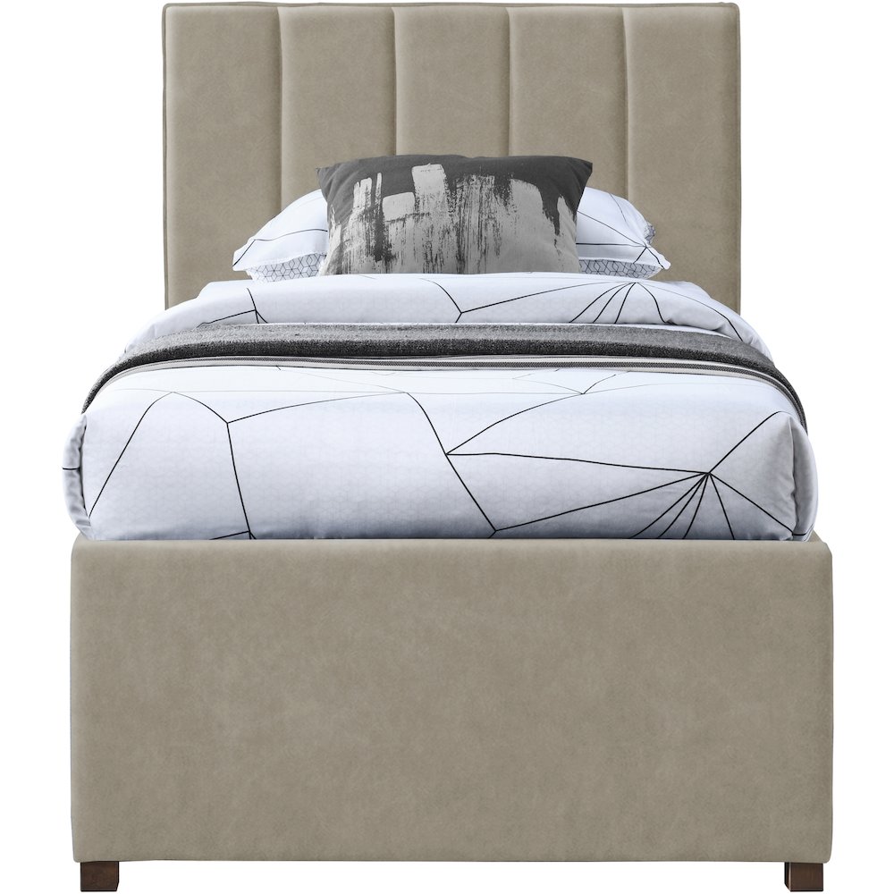 Hudson Beige Vegan Leather Twin Trundle Bed. Picture 2